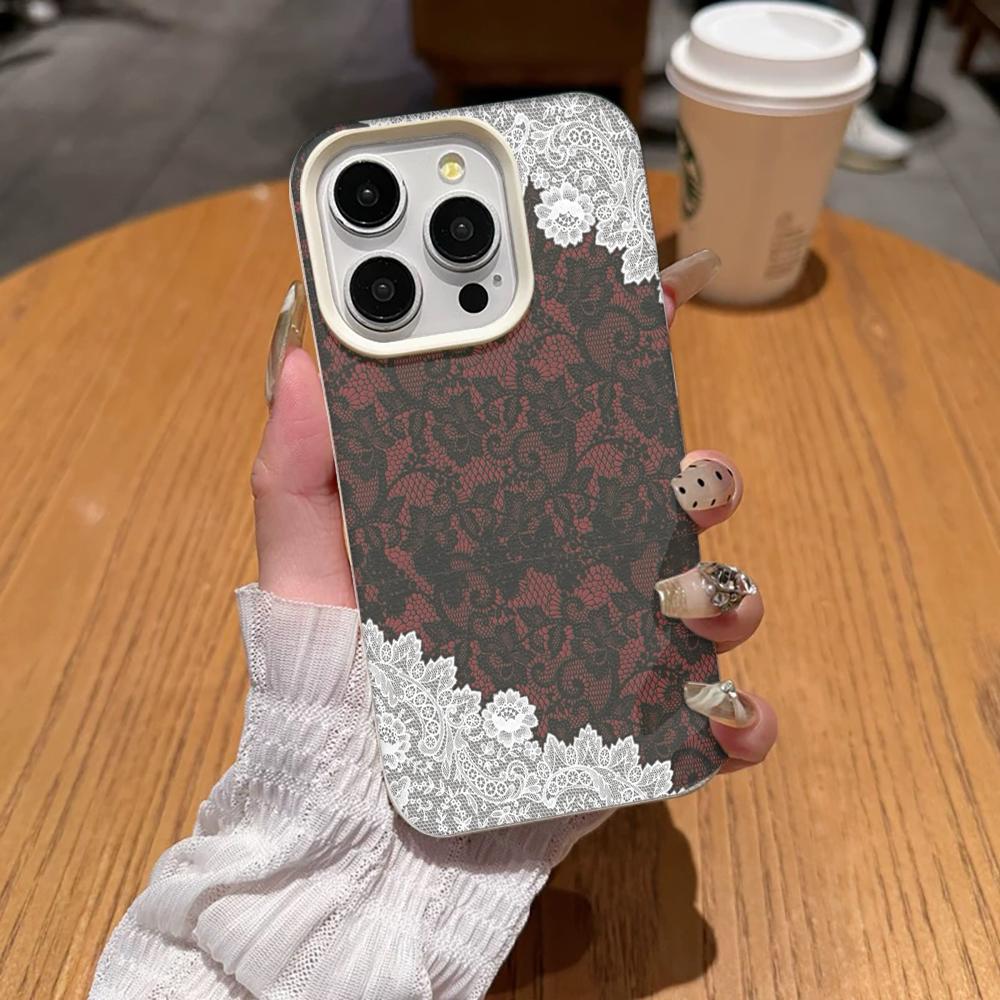 Оригинальный модный кружевной чехол для телефона для iPhone 16 15 14 Plus Pro 13 12 11 17 Pro Max Чехол 17 Air Ударопрочный мягкий силиконовый чехол