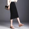 Осенне-зимняя женская трикотажная юбка миди, женская юбка с высокой талией, плотная искусственная норковая бархатная кружевная тонкая юбка на один шаг