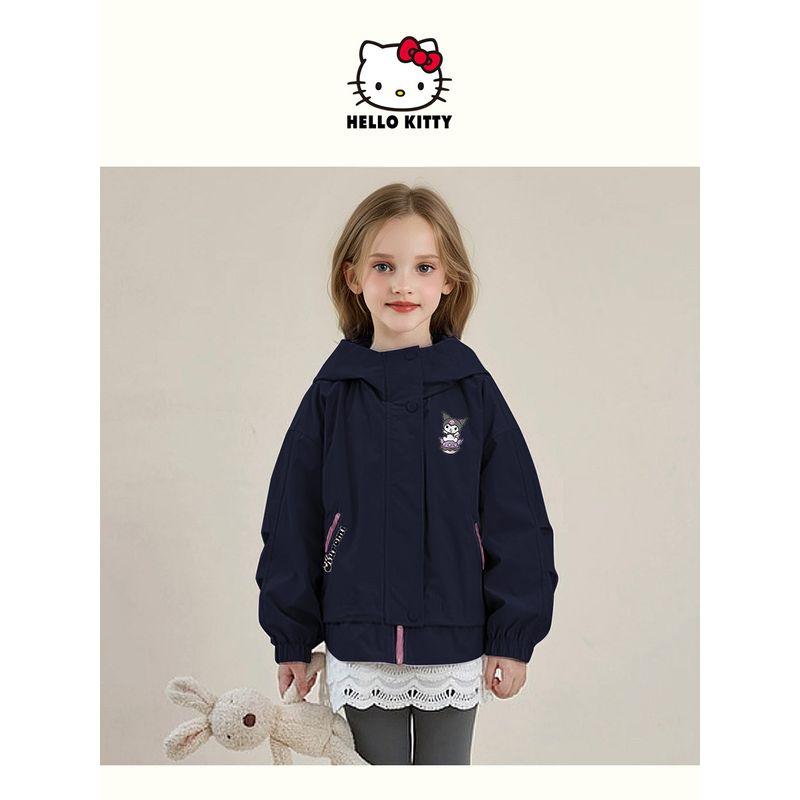 [Coolomi Collaboration] Girls' Jacket Autumn 2025 New Navy Blue Casual Hooded Top for Older Children