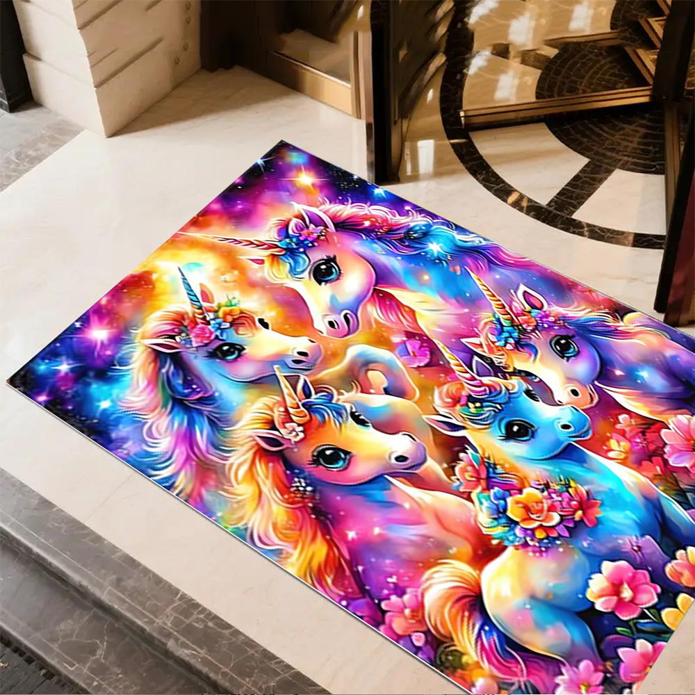 1pc Home Carpet with floral design rug non slip for office decor and bedroom gift ideas