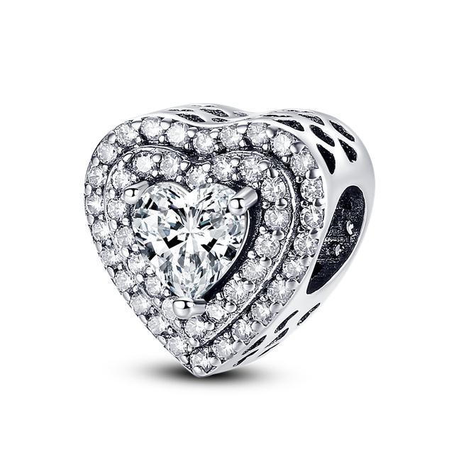 Heart Shape 925 Silver Family Lover Affection Pendant Charm Beads Fit Woman's Cute Bracelet DIY Jewelry For Women