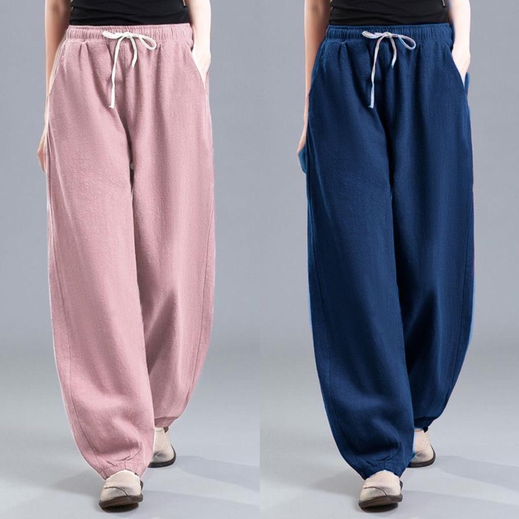 Cotton Linen Draping Bloomers Women Summer High-waisted Haren Pants Casual Pants Loose Vintage Radish Pants Women