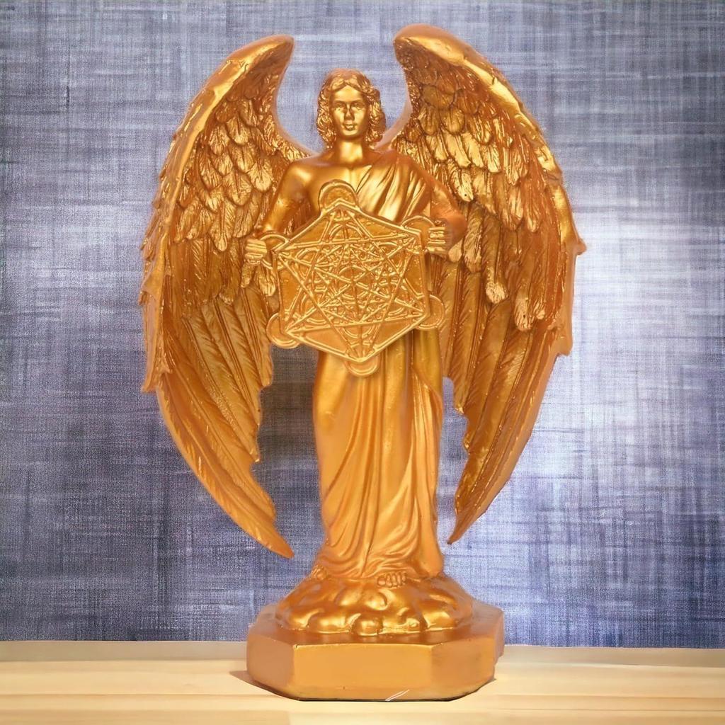 Archangel Judaism Metatron Statue Idol Perfect Reiki Healing Angel Holding Sacred Flower of Life Geometric Cube Statue New