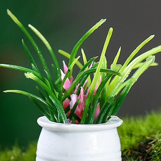 1 Set Potted Plant Statue DIY Weather-resistant PVC Delicate Detail Mini Flower Miniature Home Decor