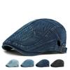 Peaked Cap Men British Vintage Beret Denim Cap