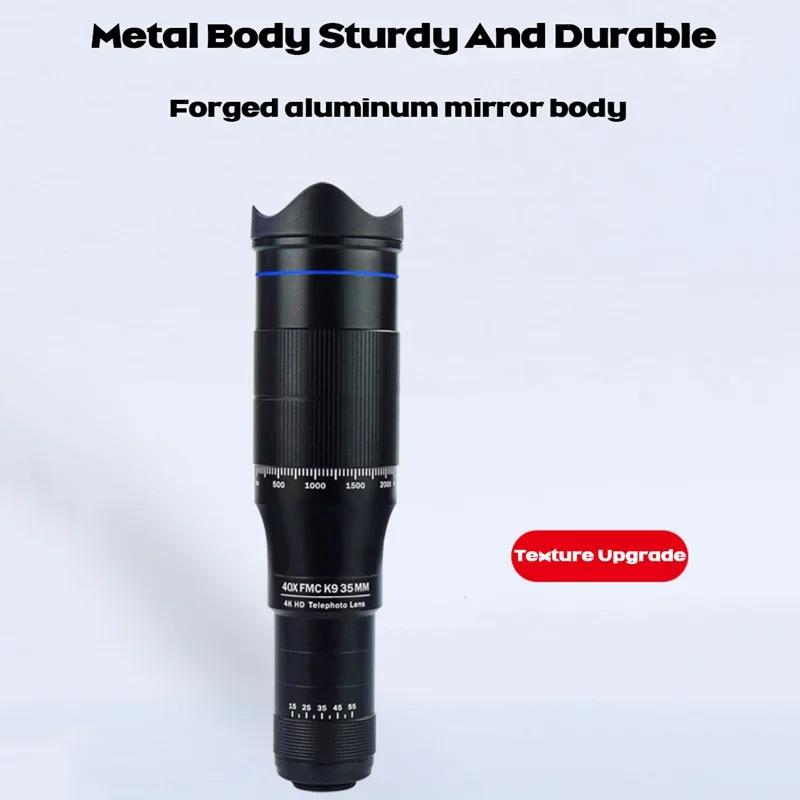 Профессиональный телескоп HD 40X Zoom, монокуляр, объектив для телефона, телеобъектив со штативом, металлический телескоп для туризма, кемпинга