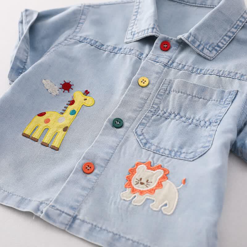 MOMOCO Boys' Short Sleeve Denim Shirt