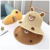 Sunshade Vacation Straw Hat With Lacing Kids Beach Caps Sunscreen Fisherman's Hat  Girls And Boys