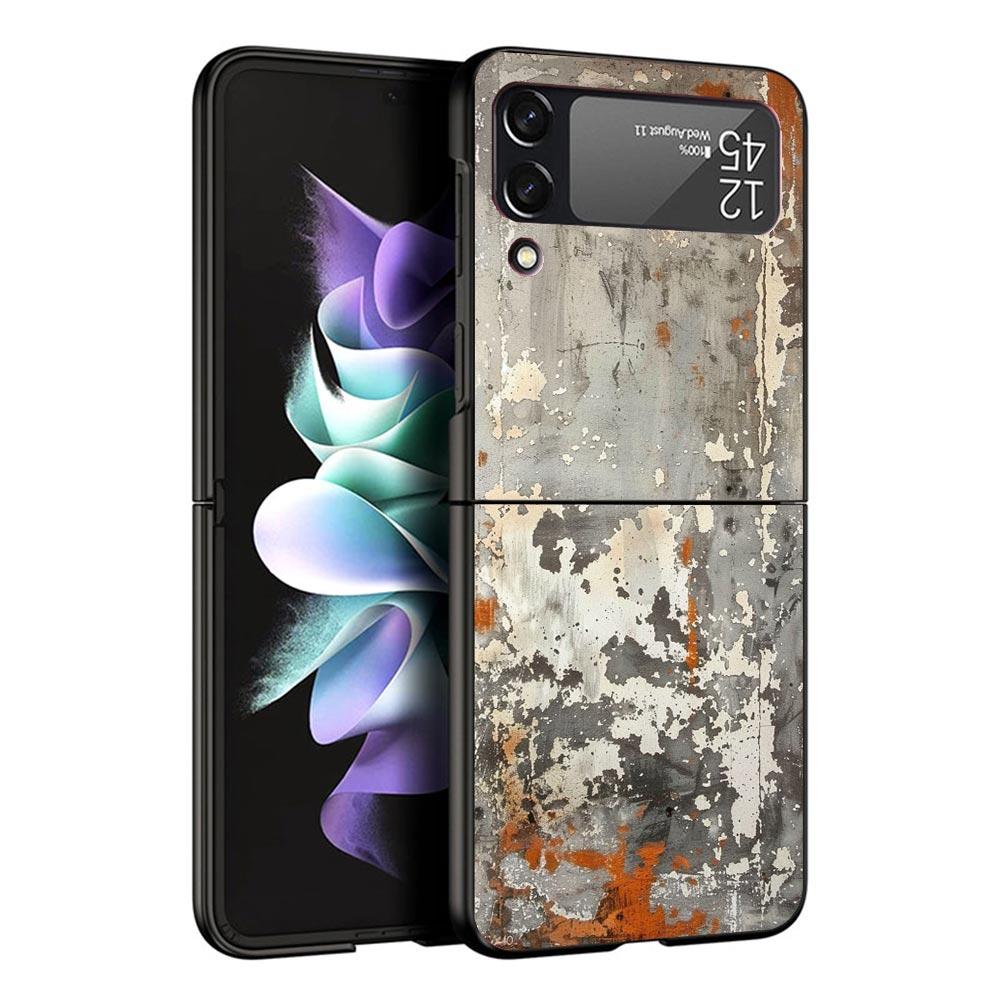 Vintage Industrial Style Rusty Pattern Case For Samsung Galaxy Z Flip 7 6 5 4 3 z Flip7 Flip6 Flip5 Flip4 5G Phone Cover Flip3 F
