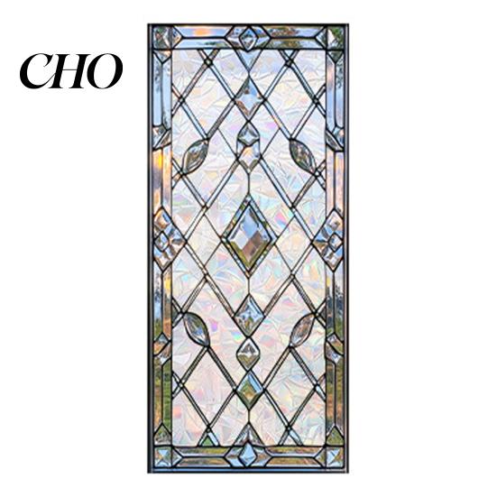 Stained Glass Window Film Film, Geometric Patterns Clings, Decorative Rainbow Static Sticker Sticker, UV Block Heat Control Covering for Kitchen,