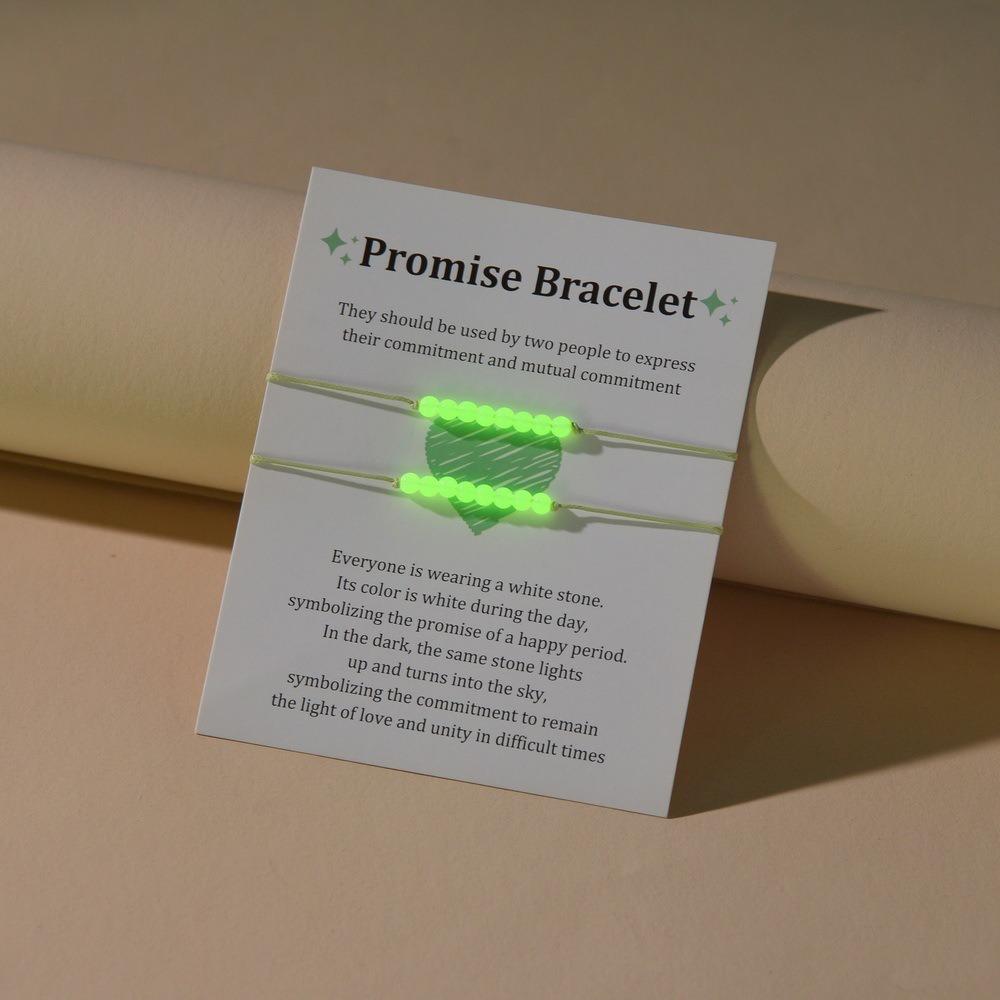 2Pcs/Set Glow in The Dark Beads Braided Rope Friendship Couple Bracelet Fashion Luminous Bracelet