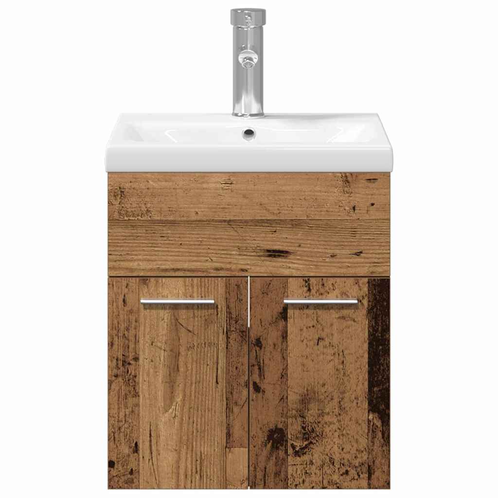 Bathroom Furniture Set Wall Mounted 3 pcs Reclaimed Wood Effect Particleboard