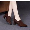 Модные замшевые туфли с острым носком на высоком каблуке в стиле ретро для женщин Модные мокасины Зима 2025 Тенденция Новые элегантные туфли-лодочки Zapatos De Mujer