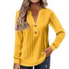 Женская мода с длинным рукавом однотонная футболка с v-образным вырезом и пуговицами повседневный топ с принтом