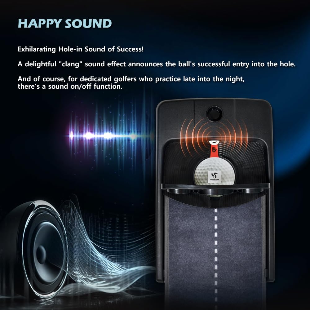 WINNER SPIRIT Miracle 580v3 Golf Putting Mat Green Indoor with Electric Autoball Return Silent Quiet Noise Home Office Gift (V3-Gray)