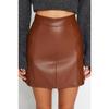 Коричневая мини-вязаная юбка из искусственной кожи с высокой талией Twoaw24et00154