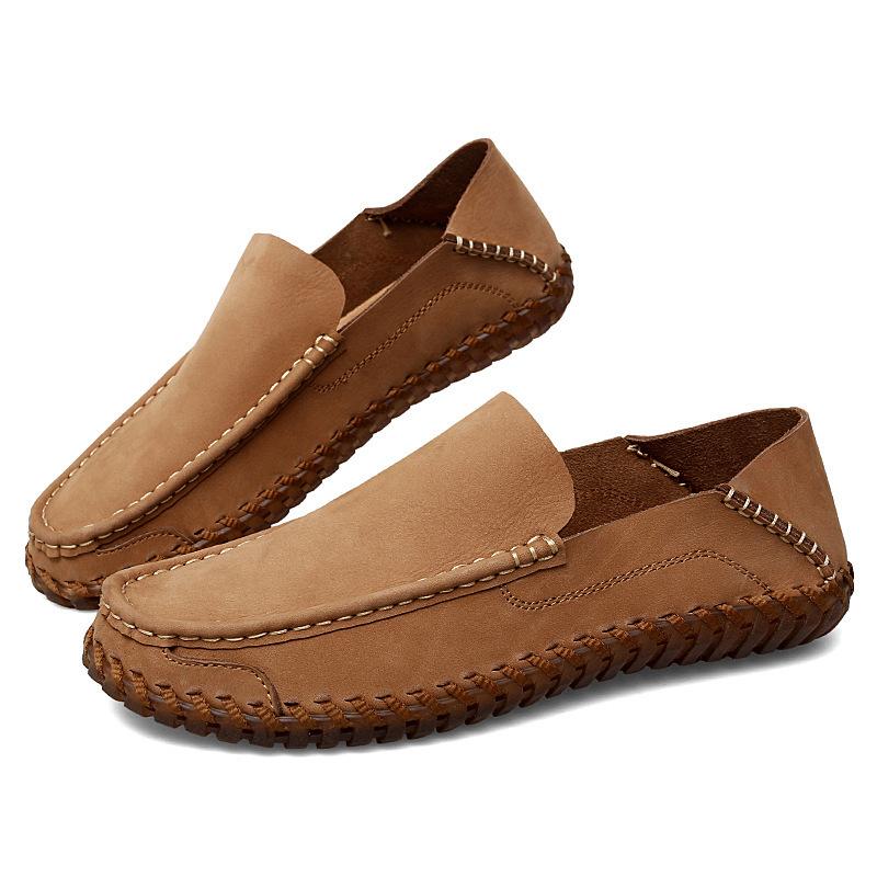 Large Size 48 Spring and Autumn Breathable Casual Beef Tendon Sole Driving One Pedal Doudou Shoes Soft Sole Leather Handmade Men's Shoes