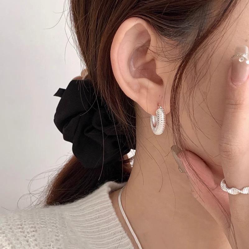 Xiaomi 925 Sterling Silver Vintage Earrings For Women Trendy Simple Strip Round Earring Jewelry Prevent Allergy Party Accessories