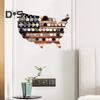 Challenge Coin Display Stand Wooden American Flag USA Map Shape Coin Holder Vintage Wall Mounted Coin Display Stand for Veterans Patriotic Souvenirs