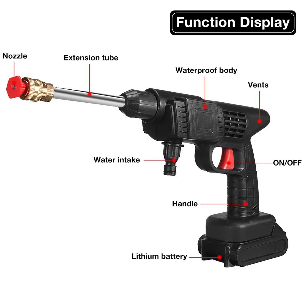 1500W Cordless High Pressure Car Washer Spray Water Gun Portable Car Wash Pressure Cleaner Cleaning Machine