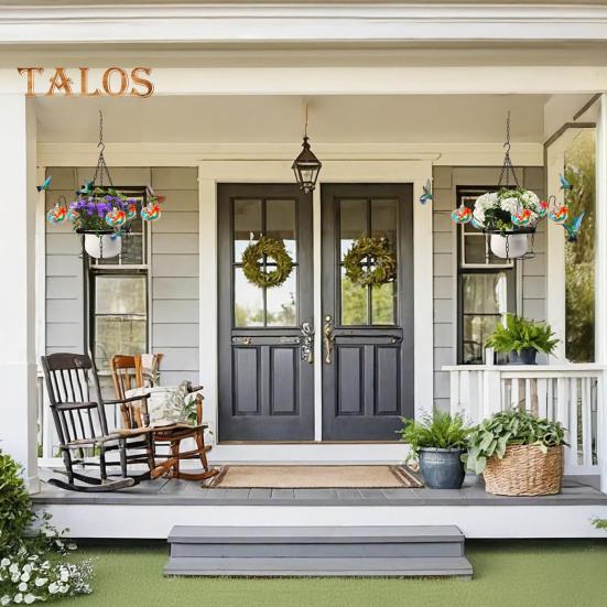 Кормушка для колибри из выдувного стекла ручной работы, подвесной металлический держатель для кашпо 2 в 1 с 6 маленькими кормушками для птиц из выдувного стекла для декора окон в саду и на заднем дворе