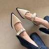 Модная женская обувь с острым носком на каблуке Элегантные летние новые сандалии 2025 Дизайнерское платье для вечеринки Женская массивная обувь Сексуальные Zapatillas De Mujer