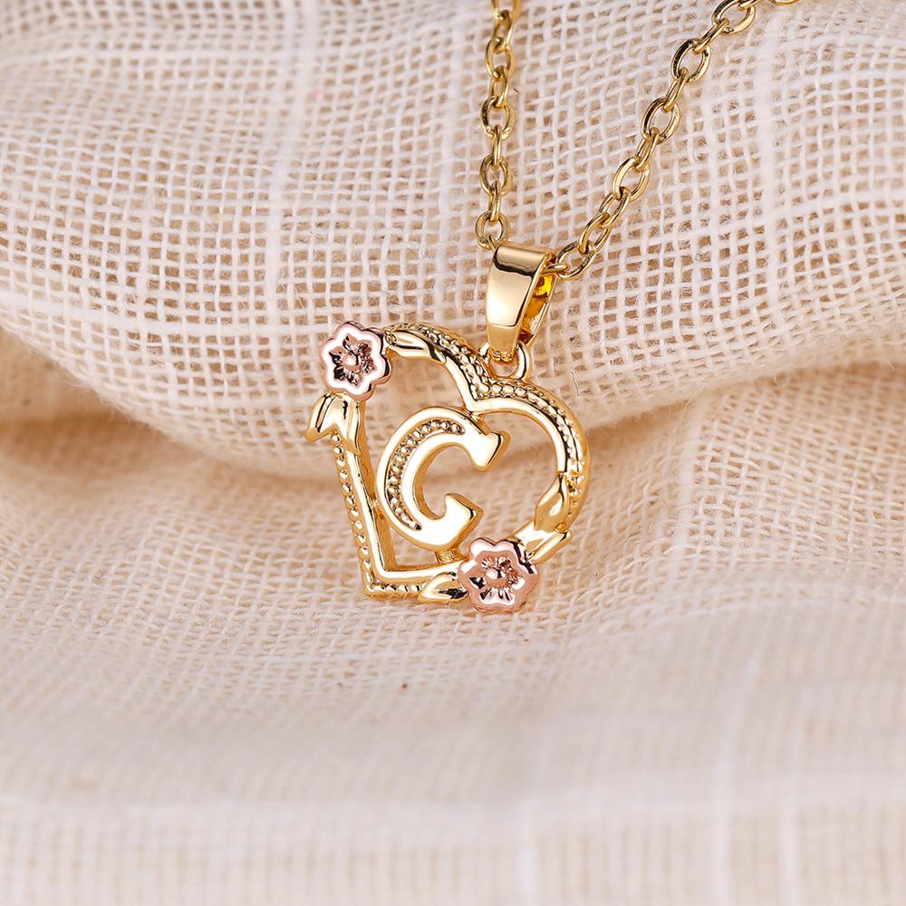 AZ буквы золотого цвета цветок инициалы ожерелье для женщин девушка сердце письмо колье ожерелье лучшие подарки алфавит ювелирные изделия