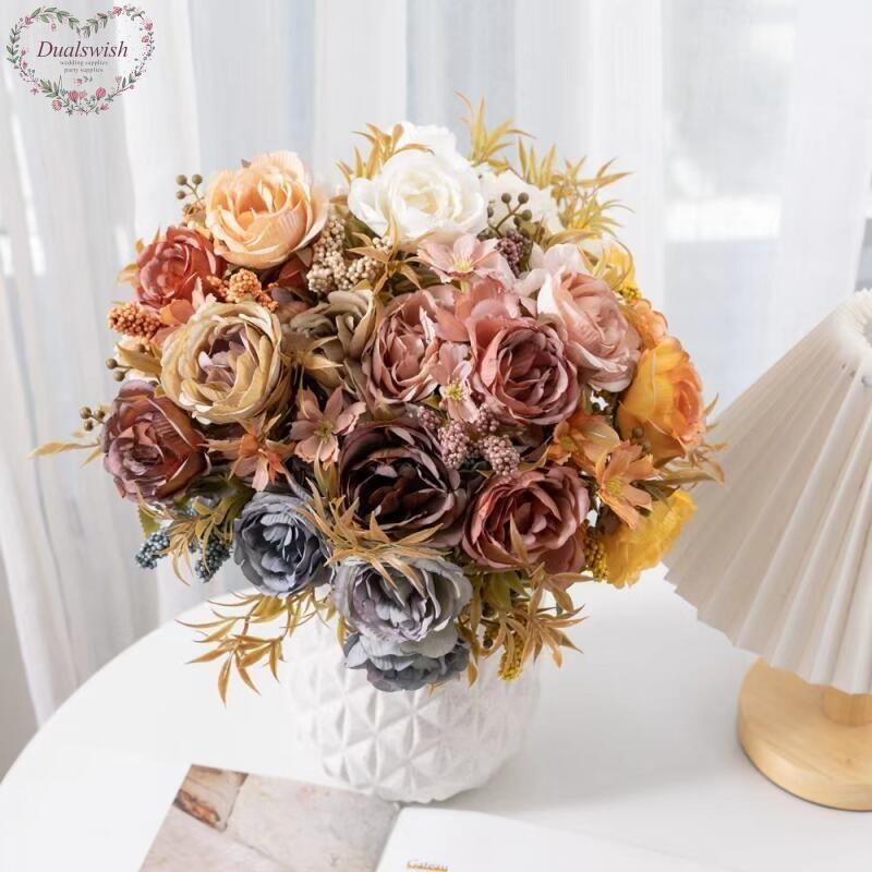 33cm Artificial Peony Flower 6 Heads Artificial Peony Flower Bouquet Wedding Decoration Home Garden Flower Bouquet Decoration