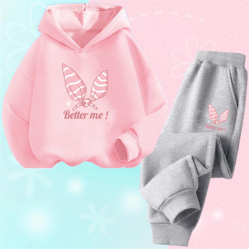 2025 Autumn Korean Girl Clothing Kawaii Kids Clothes Cute Children's Hoodies and Sweatpant 2pcs Set