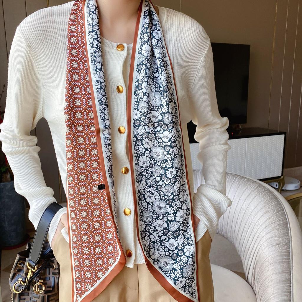 Весенне-летний атласный длинный шарф для женщин, солнцезащитная шаль, модный атласный длинный шарф для красоты, универсальный дорожный шарф