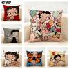Наволочка Betty Boop для домашнего декора, льняная наволочка для диванной подушки: Приятный к коже и дышащий с невидимой молнией