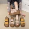 Мода 2025 Сандалии Сабо на каблуке Пляжная обувь Увеличивающие рост Новые Толстые Летние Уличные Шлепанцы Скандалы Шлепанцы Женские Сандалии