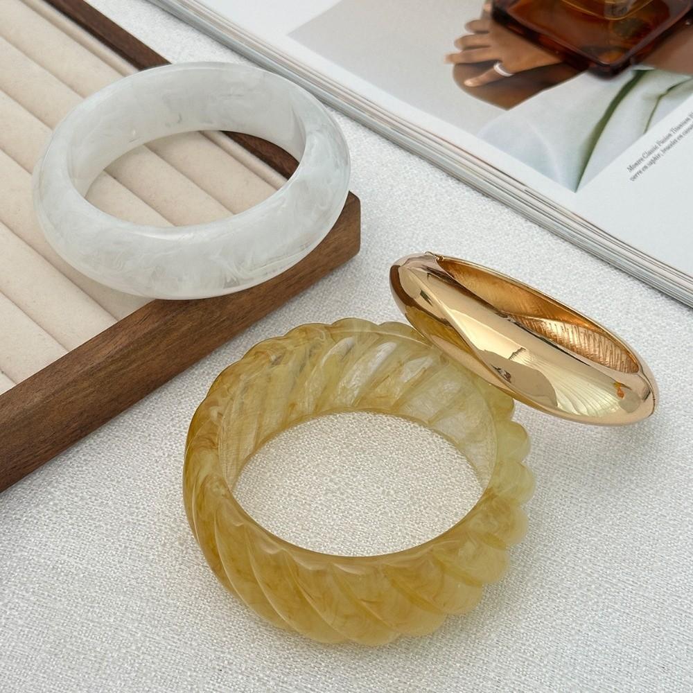 Золотой Неправильной Формы Широкий Браслет Богемный Ретро Кольцо на Руку Преувеличенный Акриловый Браслет Подарок Другу