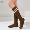 Женские полосатые носки, гольфы, хлопковые нескользящие, впитывающие пот, длинные носки выше колена для женщин