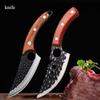 2PCS Knives Set Hand Forged Multipurpose Fruit Knife Stainless Steel Meat Cleaver Vegetable Knife Sharp Butcher Boning Knife