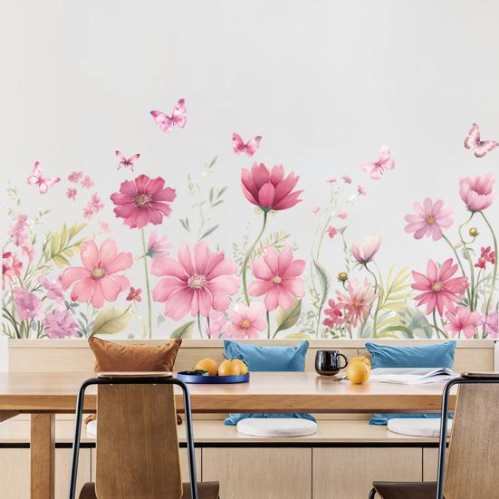 Наклейка на стену романтический цветочный узор бабочки самоклеящаяся отличная липкость противоскользящая влагостойкая наклейка для украшения стены спальни гостиной