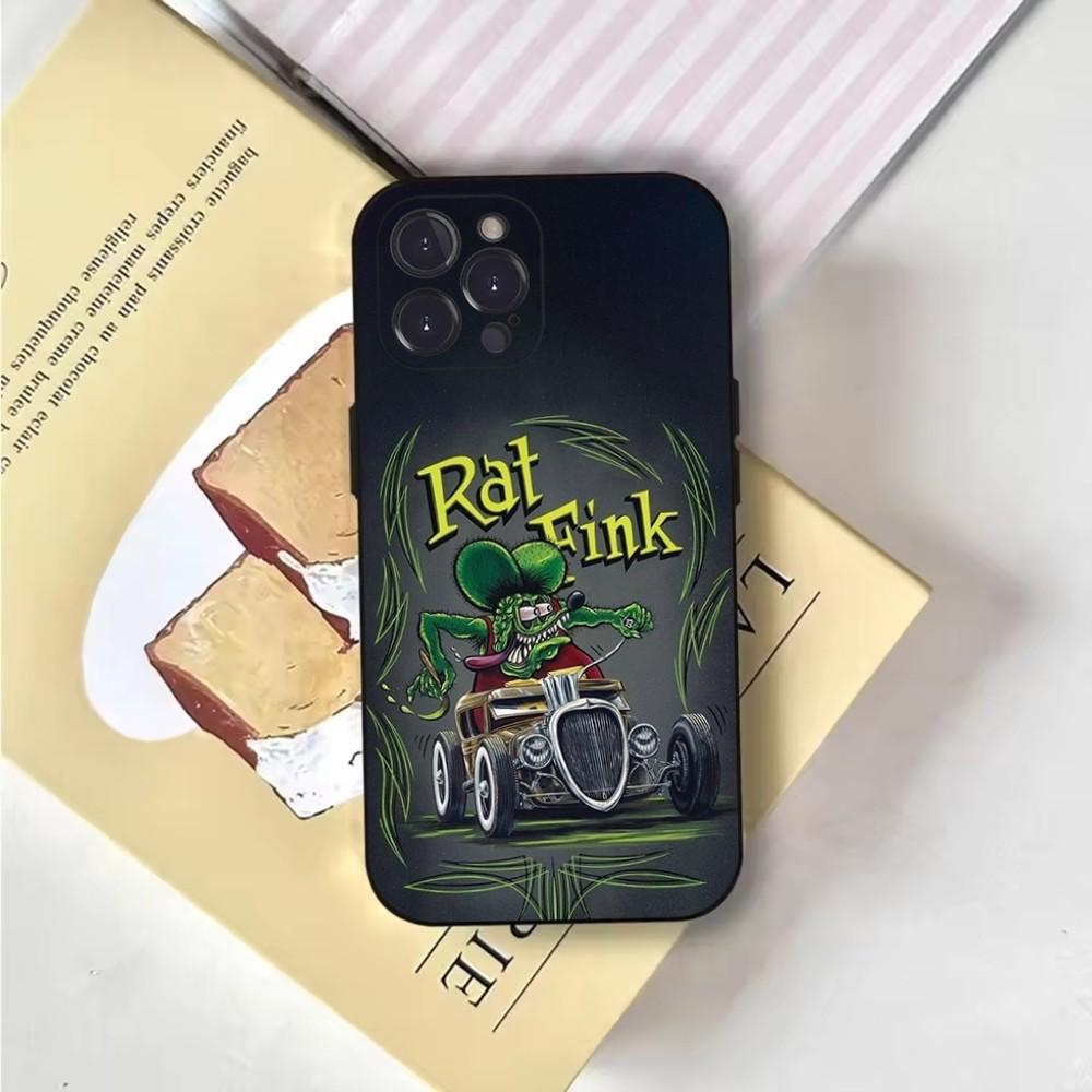 Мультяшный Чехол для Телефона Rat Fink RF Для iPhone 16,15,14,13,12,11,Pro,X,XS,Max,XR,Plus,Mini Мягкий Черный Чехол