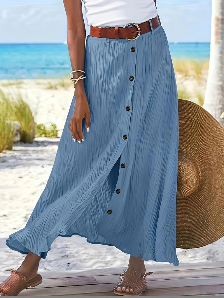 Юбка-трапеция, элегантная однотонная юбка с высокой талией для весны и лета, женская одежда