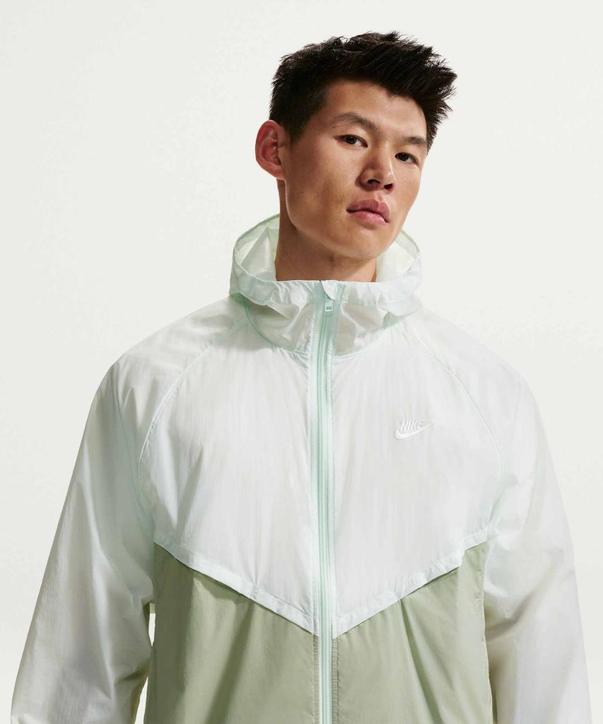 Nike Неутепленная куртка Windrunner на молнии с защитой от УФ-лучей M - Бледно-зеленый:Нефритовый горизонт:Белый / Io9628-394