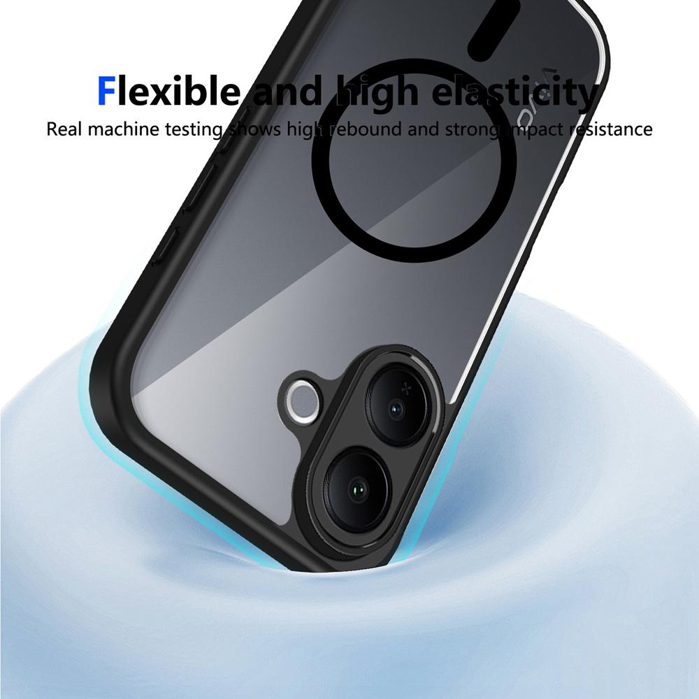 KEYSION Transparent Magnetic Phone Case for VIVO V60 Lite 5G Soft Silicone+PC HD Clear Shockproof Back Cover for IQOO Z10R 5G