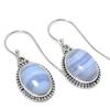 Серьги из натурального голубого кружевного агата из стерлингового серебра 925 пробы 1,25 дюйма V6g44