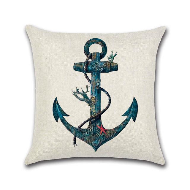 Sea Style Cushion Cover Ship World Map Anchor Linen Decorative Pillowcase For Car Sofa Pillow Case Funda De Almohada Zt167