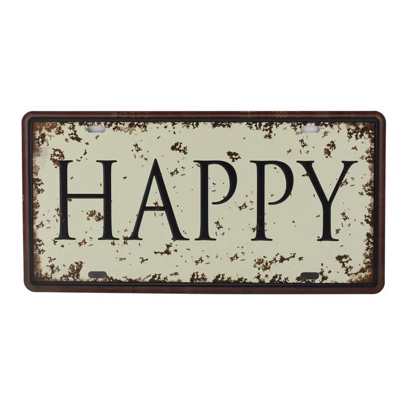 Text Signs Welcome Love Family Warm-Hearted Word Metal Plate Car License Tin Sign Wall Pin Up Tin Sign Retro Craft Iron Painting