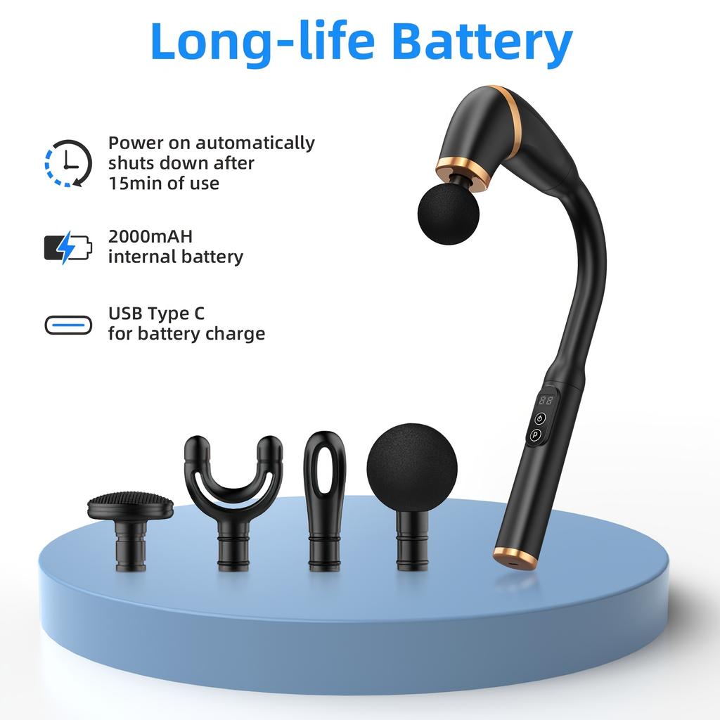 Massage Gun Deep Tissue - Back Massager for Relax Deep Tissue with Extended Handle, 10MM Percussion Less-Shock Neck/Foot/Leg/Shoulder Massager