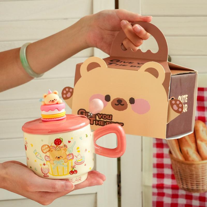 Креативные подарки Торт на день рождения Керамическая чашка Детский студенческий праздничный подарок Милая кружка Бытовая чайная чашка Чашка для воды