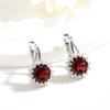 Flower Design Cute Earring 925 Sterling Silver Natural Red Garnet Round 8mm Gemstone Fine Jewelry for Women Nice Birthday Gift