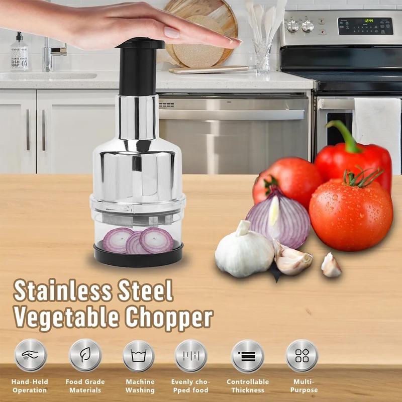 304 Stainless Steel Manual Press Type Garlic Mincer Kitchen Supplies Multifunctional Garlic Onion Vegetable Chopping Machine