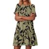 Women's Fashion Casual Round Neck Short Sleeve Ruffled Vintage Printed Dresses