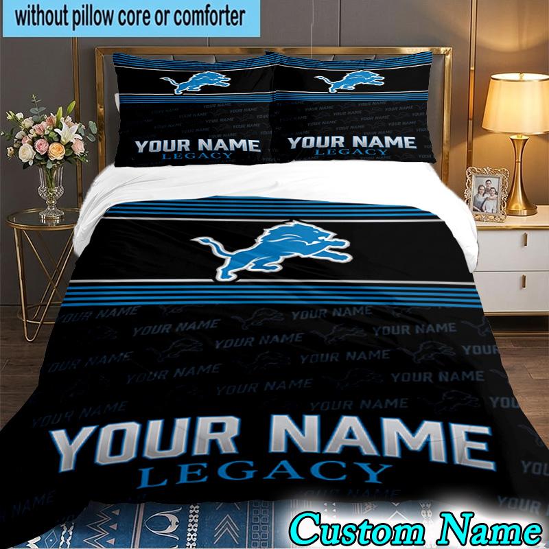 Custom Name 3PCS Lions Team Bedding Set,Including  Duvet Cover And 2pcs Pillowcases Perfect for Bedroom,Dormitory,Fan Christmas gift