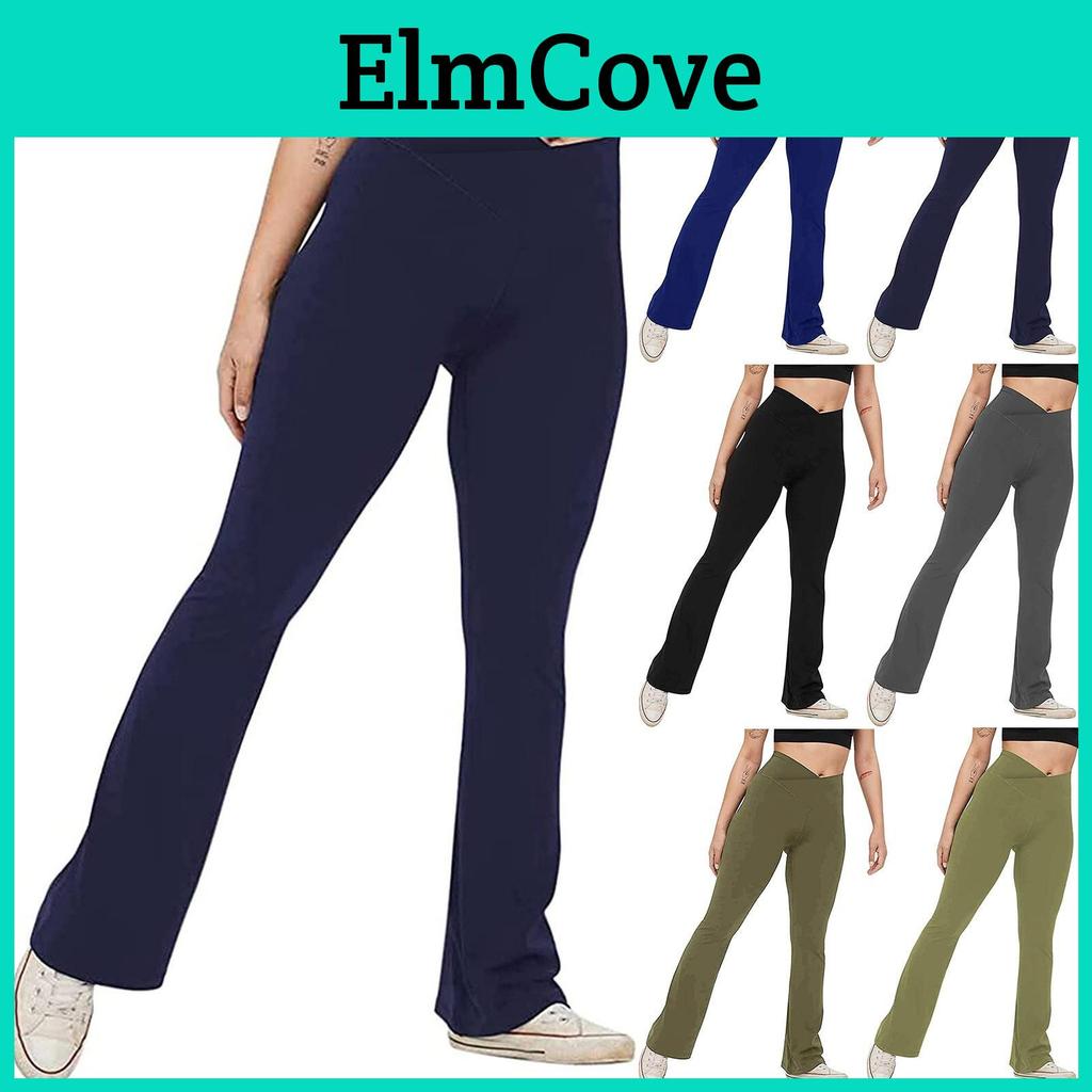 Womens Pants Sexy Fashion Yoga High Waist Cross Wide Leg Solid Color Exercise Yoga Pants